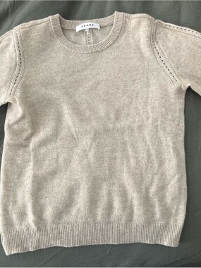FRAME Lightweight Crewneck Sweater in Beige